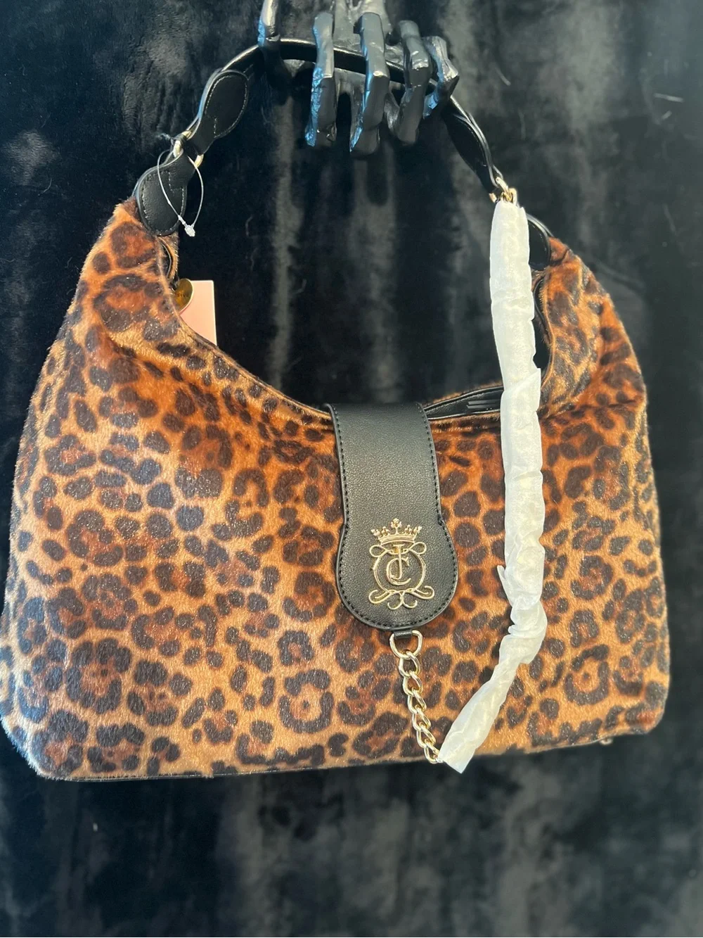 Juicy Couture, Leopard “Juicy Royal Crest” Large Hobo/Coho-NWT